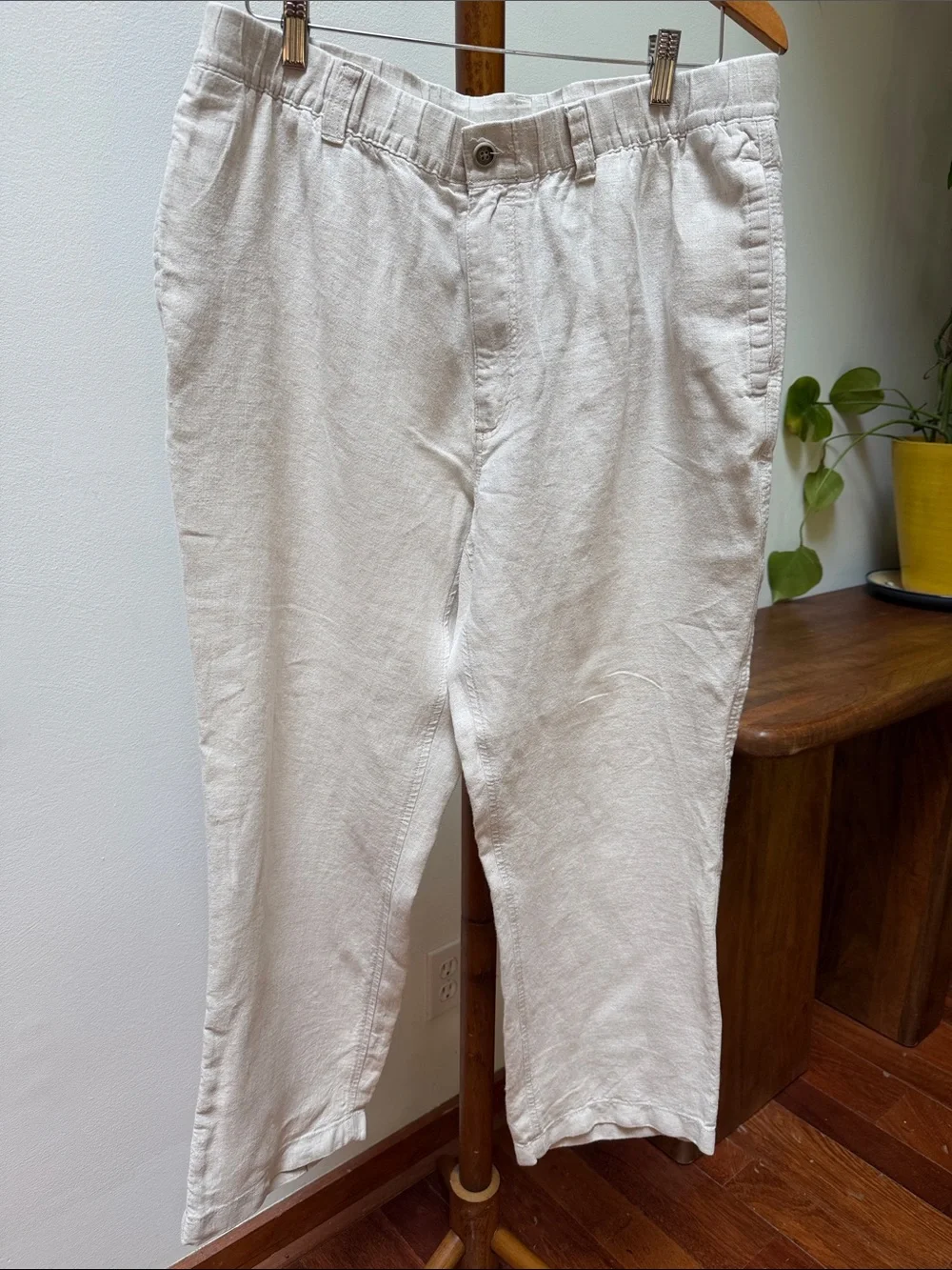 Caribbean Men's Casual Linen-Blend Pants in Off-White Size 38 X 30